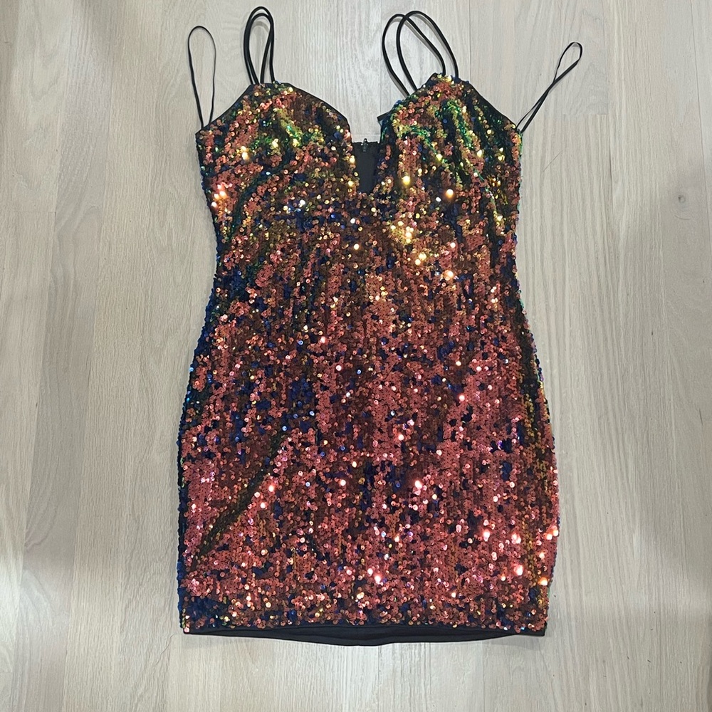 AKIRA Black Sequin mini dress
